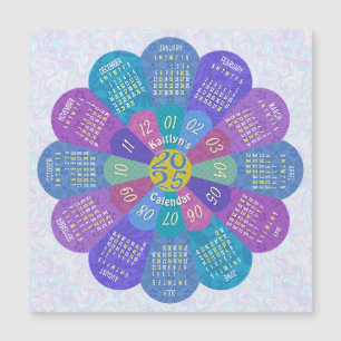 2025 Kalender Boho Paarse Flower Custom Magnet
