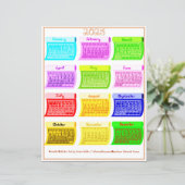 2025 Kalender Bolt Fabric Font 12 Kleurmaanden (Staand voorkant)