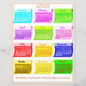 2025 Kalender Bolt Fabric Font 12 Kleurmaanden (Voorkant)