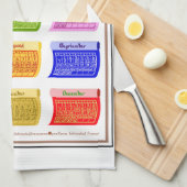 2025 Kalender Bolt Fabric Font 12 Kleurmaanden Theedoek (Quarter Fold)