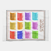 2025 Kalender Bolt Fabric Font 12 Kleurmaanden Theedoek (Horizontaal)