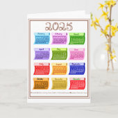 2025 Kalender Bolt Fabric Font 12 Kleurrijke Maand Kaart (Gele Bloem)