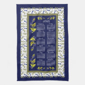 2025 Kalender Bosbessen Gestemde Bladeren Navy Tea Theedoek (Verticaal)