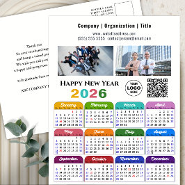 2025 Kalender Business 2 Foto Logo QR Code Kleur Feestdagenkaart