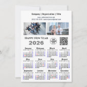 2025 Kalender Business 2 Foto Logo QR Minimalist Feestdagenkaart (Voorkant)