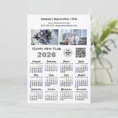 2025 Kalender Business 2 Foto Logo QR Minimalist Feestdagenkaart (Staand voorkant)