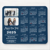 2025 Kalender Business 2 Foto Modern Blauw Eenvoud Muismat (Voorkant)