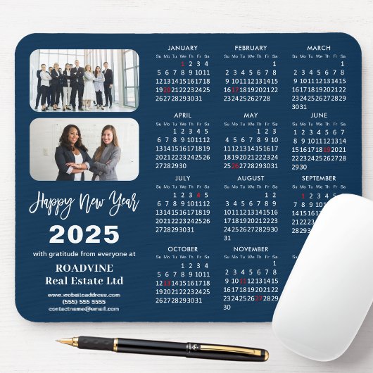 2025 Kalender Business 2 Foto Modern Blauw Eenvoud Muismat