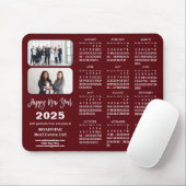 2025 Kalender Business 2 Foto Modern Rood Eenvoudi Muismat (Met muis)