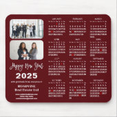 2025 Kalender Business 2 Foto Modern Rood Eenvoudi Muismat (Voorkant)