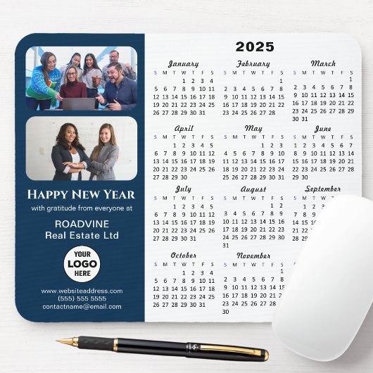 2025 Kalender Business Logo 2 Foto Modern Blauw Muismat