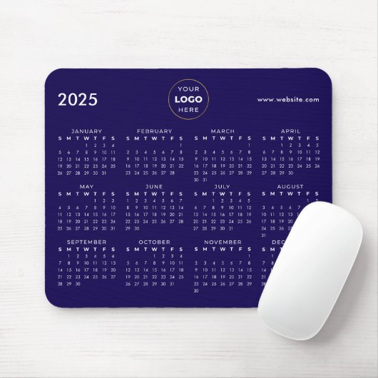 2025 Kalender Business Logo Blue Muismat (Met muis)