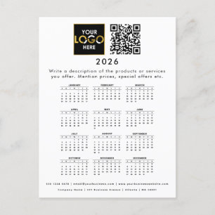 2025 Kalender Business Logo Contactgegevens QR-cod Briefkaart