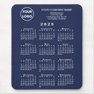 2025 Kalender Business Logo en tekst op Navy Blue Muismat