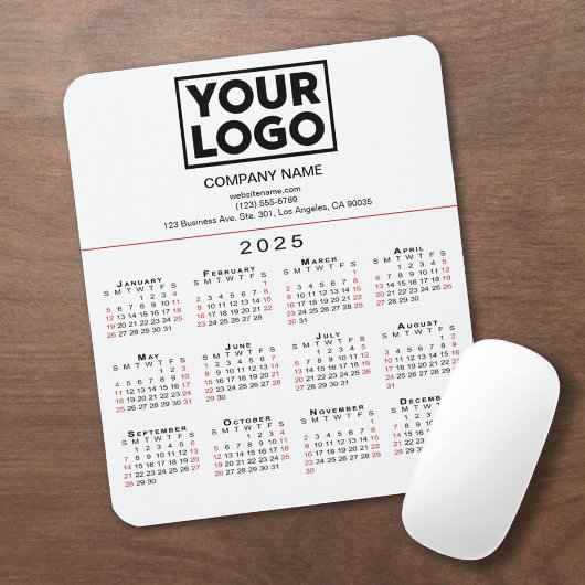 2025 Kalender Business Logo en Tekst op Wit Muismat