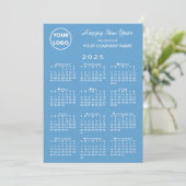 2025 Kalender Business Logo Light Blue Snowflake Feestdagenkaart (Staand voorkant)