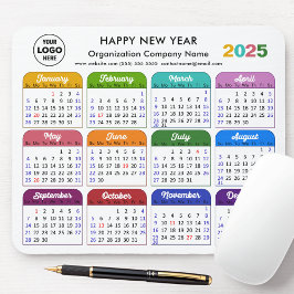 2025 Kalender Business Logo Minimalist Kleurrijk Muismat