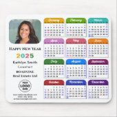 2025 Kalender Business Logo Minimalist Kleurrijk Muismat (Voorkant)