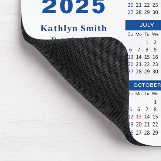 2025 Kalender Business Logo Modern Blauw Rood Eenv Muismat (Hoek)