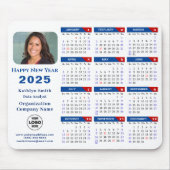 2025 Kalender Business Logo Modern Blauw Rood Eenv Muismat (Voorkant)