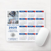 2025 Kalender Business Logo Modern Blauw Rood Eenv Muismat (Met muis)