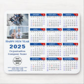 2025 Kalender Business Logo Modern Blauw Rood Eenv Muismat (Voorkant)