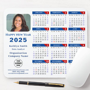 2025 Kalender Business Logo Modern Blauw Rood Eenv Muismat