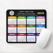 2025 Kalender Business Logo Modern Zwart Kleurrijk Muismat (Met muis)