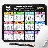 2025 Kalender Business Logo Modern Zwart Kleurrijk Muismat
