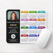 2025 Kalender Business Logo Modern Zwart Kleurrijk Muismat (Met muis)