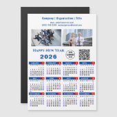2025 Kalender Business Logo QR code Blauw Magnetis (Voorkant / Achterkant)