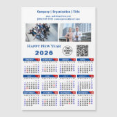 2025 Kalender Business Logo QR code Blauw Magnetis (Voorkant)