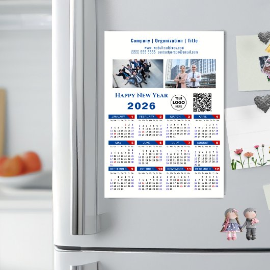 2025 Kalender Business Logo QR code Blauw Magnetis