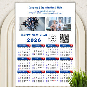2025 Kalender Business Logo QR code Blauw Magnetis