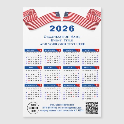 2025 Kalender Business Logo QR code Blauw Magnetis (Voorkant)
