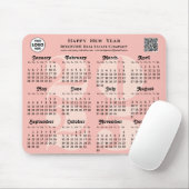 2025 Kalender Business Logo QR code Blush Pink Muismat (Met muis)