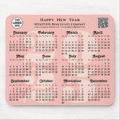 2025 Kalender Business Logo QR code Blush Pink Muismat (Voorkant)