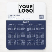 2025 Kalender Business Logo QR Code Marine Wit Muismat (Voorkant)