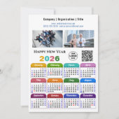 2025 Kalender Business Logo QR code Modern Kleur Feestdagenkaart (Voorkant)