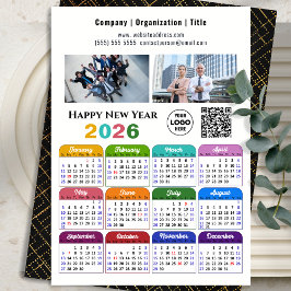 2025 Kalender Business Logo QR code Modern Kleur Feestdagenkaart