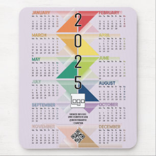 2025 Kalender Business Logo QR Code Paarse Aangepa Muismat