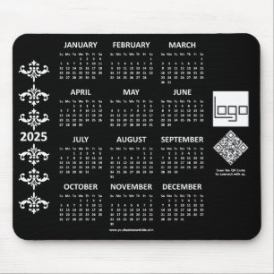 2025 Kalender Business Logo QR Code Zwart Barok Muismat