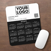 2025 Kalender Business Logo QR Code Zwart Wit Muismat