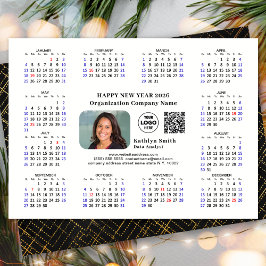 2025 Kalender Business Logo QR Modern Zwart Eenvou Feestdagenkaart