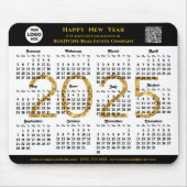 2025 Kalender Business Logo QR Modern Zwart Eenvou Muismat (Voorkant)