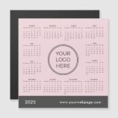 2025 Kalender Business Logo Roze Magnetische Kaart (Voorkant / Achterkant)
