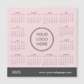 2025 Kalender Business Logo Roze Magnetische Kaart (Voorkant)