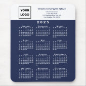 2025 Kalender Business Logo Tekst Navy Blauw Wit Muismat (Voorkant)