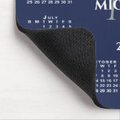 2025 Kalender Chic Monogram Naam op Navy Blue Muismat (Hoek)