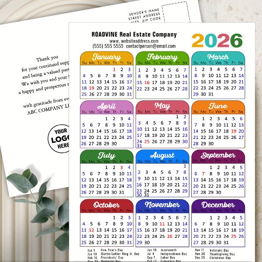 2025 Kalender Corporate Minimalistisch Nieuwjaar Feestdagenkaart